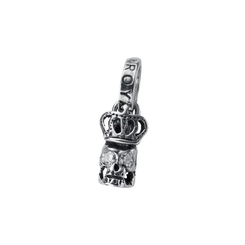 SKULL w/ CROWN PENDANT & PRECIOUS STONE EYES