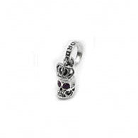 SKULL w/ CROWN PENDANT & PRECIOUS STONE EYES