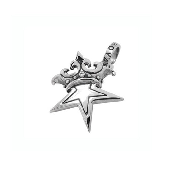 SMALL SOLID STAR w/ CROWN PENDANT w/ CZ