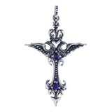 WINGED CITADEL CROSS PENDANT w/ CZ