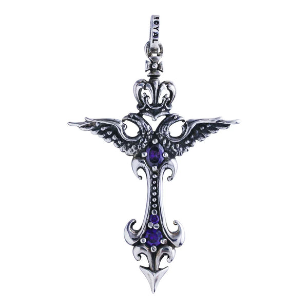 WINGED CITADEL CROSS PENDANT w/ CZ