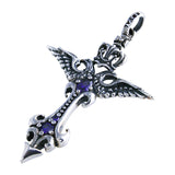 WINGED CITADEL CROSS PENDANT w/ CZ