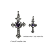SMALL CARVED CROSS PENDANT w/ CZ