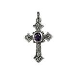 CARVED CROSS PENDANT w/ CZ