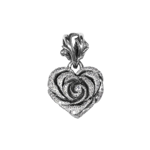 HEART ROSE PENDANT w/ PAVÉ CZ
