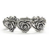 HEART ROSE LINKS BRACELET w/ PAVÉ CZ ON CENTER HEART