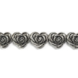 HEART ROSE LINKS BRACELET w/ PAVÉ CZ ON CENTER HEART