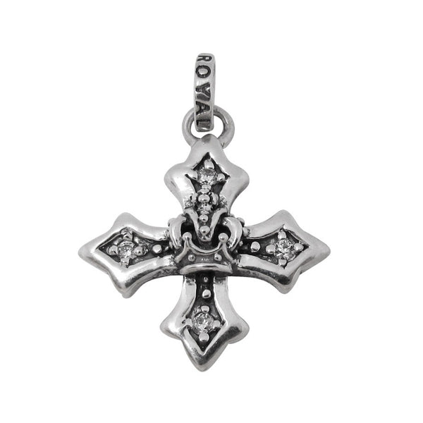 MEDIUM HARMONY CROSS PENDANT w/ CROWN & CZS