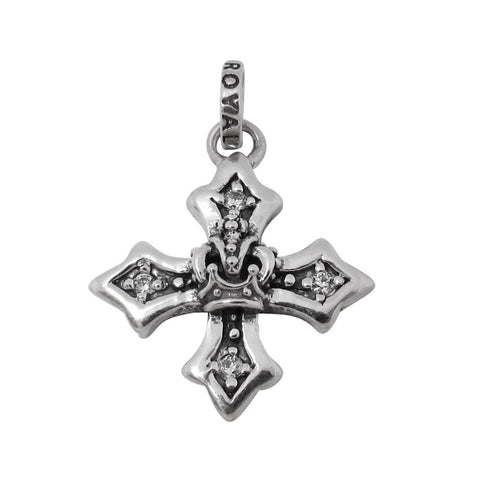 MEDIUM HARMONY CROSS PENDANT w/ CROWN & CZS