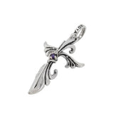 BOWED VINE CROSS PENDANT w/ CZ