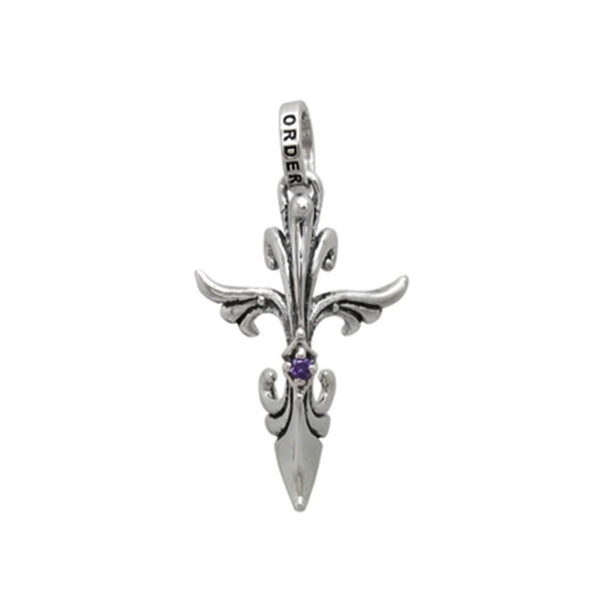 BOWED VINE CROSS PENDANT w/ CZ