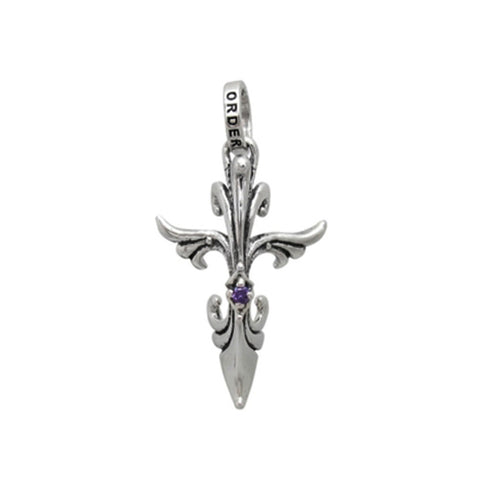 BOWED VINE CROSS PENDANT w/ CZ