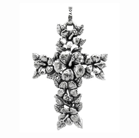 LARGE HIBISCUS CROSS PENDANT