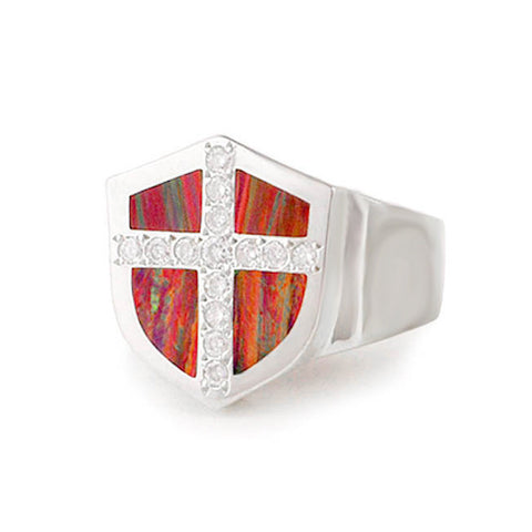 MONTANA ICE SHIELD RING w/ SEMIPRECIOUS STONE & WHITE DIAMONDS