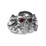 FLEUR-DE-LYS SKULL RING w/ CZ EYES