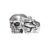 FLEUR-DE-LYS SKULL RING w/ CZ EYES