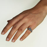 CROWN TRIPLE BAND RING w/ SAPPHIRES