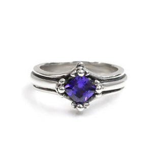 TRIPLE BAND SOLITAIRE RING w/ CZ