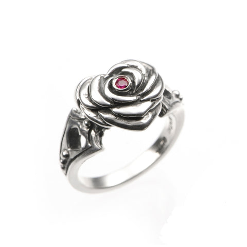 SMALL HEART ROSE RING w/ CZ