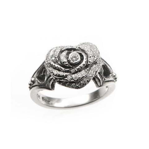 SMALL HEART ROSE RING w/ PAVÉ PRECIOUS STONES