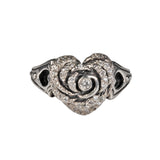 SMALL HEART ROSE RING w/ PAVÉ CZs