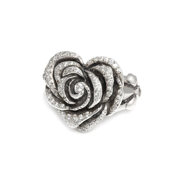 HEART ROSE RING w/ PAVÉ CZS