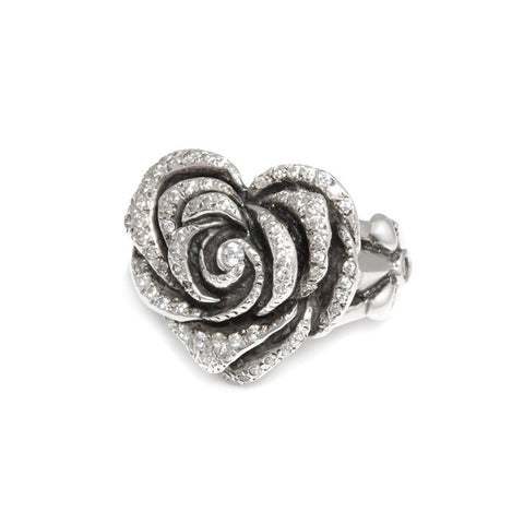 HEART ROSE RING w/ PAVÉ CZS
