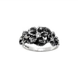 HILO TRIPLE PLUMERIA RING w/ CZs