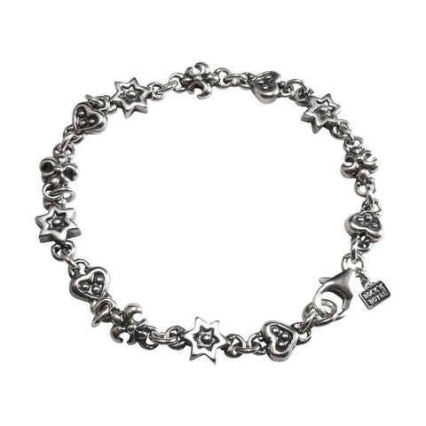 HEARTS, FDL & STAR CHAIN BRACELET