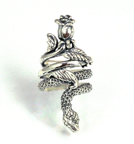 SNAKE & ROSEBUD RING