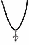 LEATHER NECKLACE w/ REGAL FLEUR DES LIS