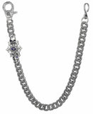 TRIBAL LINK WALLET CHAIN w/ SKULL AMULET & CZs