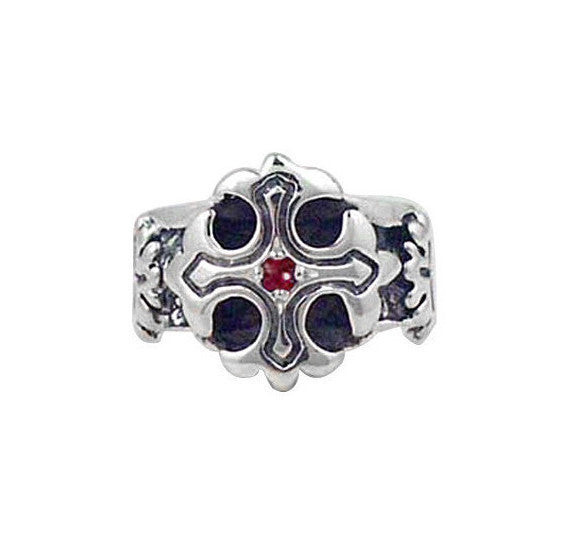 TRIPLE CROSS RING w/ ONE PRECIOUS STONE