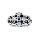 TRIPLE CROSS ROYALE RING w/ PAVÉ DIAMONDS AND PRECIOUS STONES
