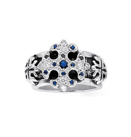 TRIPLE CROSS ROYALE RING w/ PAVÉ DIAMONDS AND PRECIOUS STONES