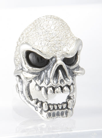 GORGEOUS SKULL RING w/ CZ AND PAVE CZ