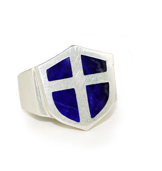 SERPICO SHIELD and CROSS RING w/ LAPIS LAZULI