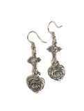 SMALL HEART ROSE FDL DROP EARRING