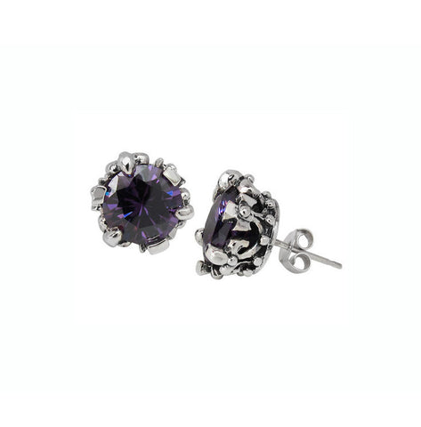 OPEN CROWN STUD w/ CROSS & CZ