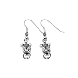 MINI PIT BULL EARRINGS w/ RING & PRECIOUS STONE EYES