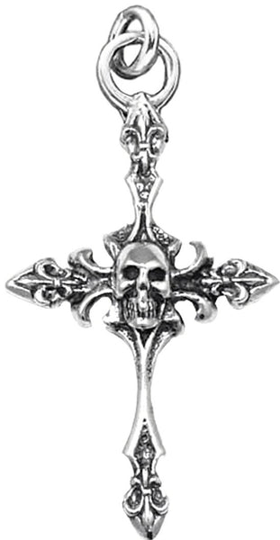 SP12-7 Large Fleur de Lis Cross Pendant with Skull from Royal Order