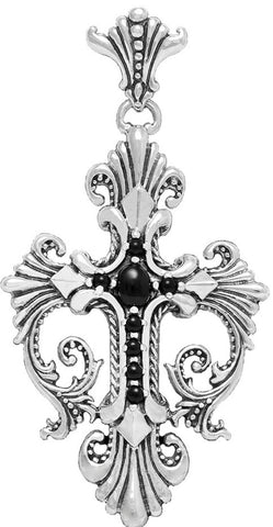 LOUISIANA CROSS PENDANT w/ ONYX or CABOCHON CRYSTAL