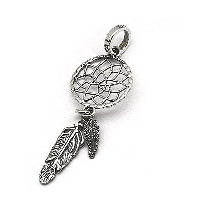 SMALL WRAPPED DREAMCATCHER PENDANT w/ FEATHERS 1 & 4