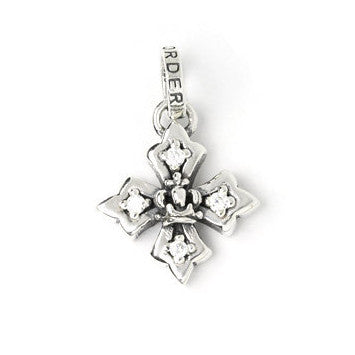 SMALL HARMONY CROSS PENDANT w/ CROWN & SIDE CZS