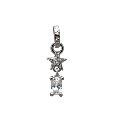 STARSHINE PENDANT w/ CZ DROP & JUMPRING w/ PAVÉ DIAMOND ON STAR