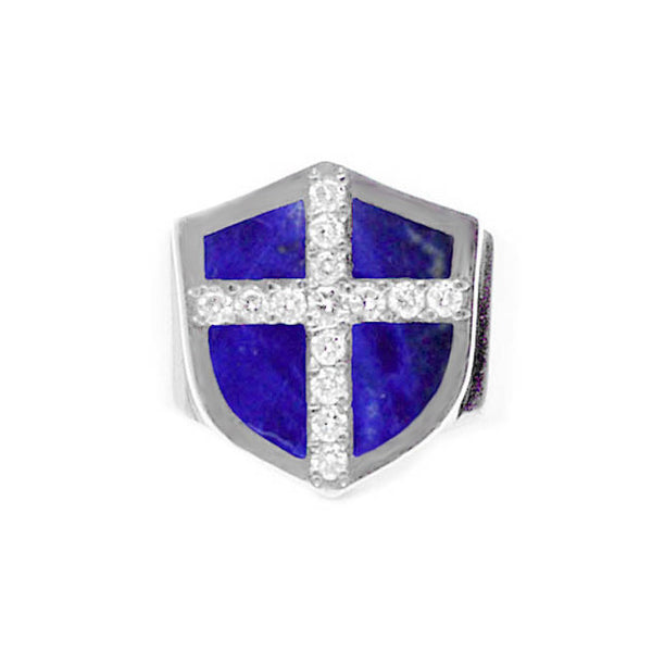 MONTANA ICE SHIELD RING w/ LAPIS LAZULI and DIAMOND CROSS