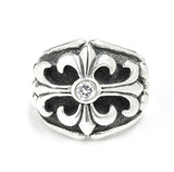 FLEUR-DE-LYS KEEPER RING w/ CZ