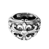 FLEUR-DE-LYS KEEPER RING w/ CZ