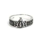 WIDE BAND CROWN RING w/ PAVÉ ONYX