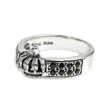 WIDE BAND CROWN RING w/ PAVÉ ONYX